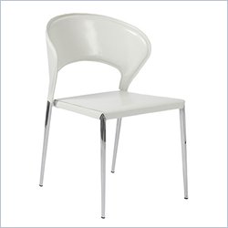 Eurostyle Moira Stack Chair in White Leather (Set of 2)