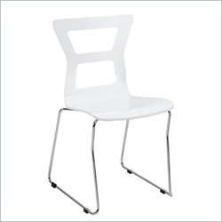 Eurostyle Nadine Side Chair in White and Chrome (Set of 2)