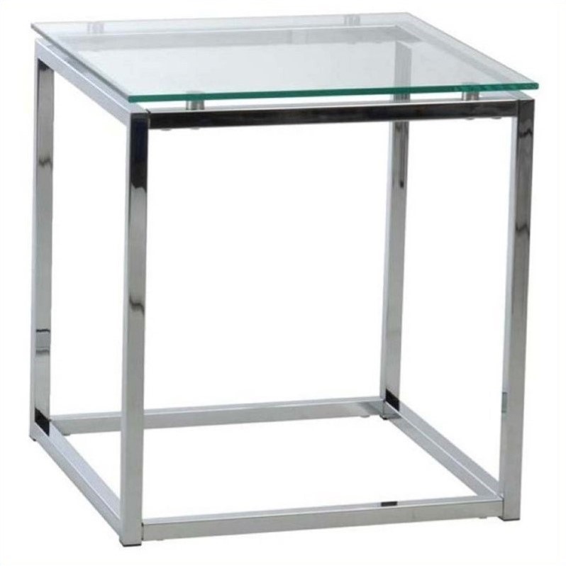 Eurostyle Sandor Clear Metal Square End Table 28032