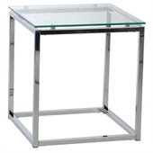Eurostyle Sandor Side Table in Clear Glass/Chrome