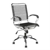 Eurostyle Bungie Flat J-Arm Chair in Black/Chrome