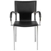 Eurostyle Vinnie Arm Chair in Black Leather/Chrome