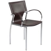 Eurostyle Vinnie Arm Chair in Brown Leather/Chrome