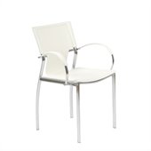 Eurostyle Vinnie Arm Chair in White Leather/Chrome