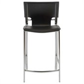 Eurostyle Vinnie-C Counter Chair in Black Leather/Chrome