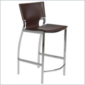 Eurostyle Vinnie-C Counter Chair in Brown Leather/Chrome