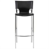 Eurostyle Vinnie-B Bar Chair in Black Leather/Chrome