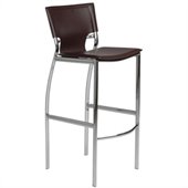 Eurostyle Vinnie-B Bar Chair in Brown Leather/Chrome
