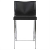Eurostyle Riley-C Counter Chair in Black Leather/Chrome