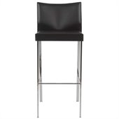 Eurostyle Riley-B Bar Chair in Black Leather/Chrome