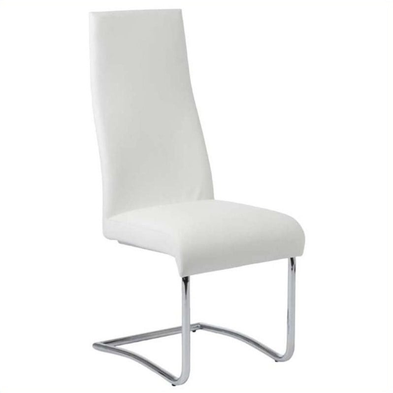 Eurostyle 17226WHT Rooney High Back Side Chair White LeatheretteChrome