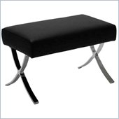 Eurostyle Pietro Leather Ottoman Chair in Black/Chrome