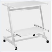 Eurostyle Zeus Computer Cart in White/Pure White Glass