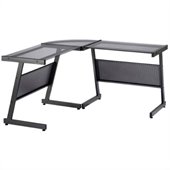Eurostyle Luigi L Desk in Graphite Black/Smoked Glass