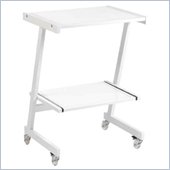 Eurostyle Luigi Laptop Cart in White/Pure White Glass