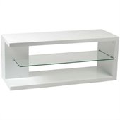 Eurostyle Hilda Media Stand in White Lacquer/Clear Glass