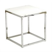Eurostyle Sandor Side Table in Pure White Glass/Chrome