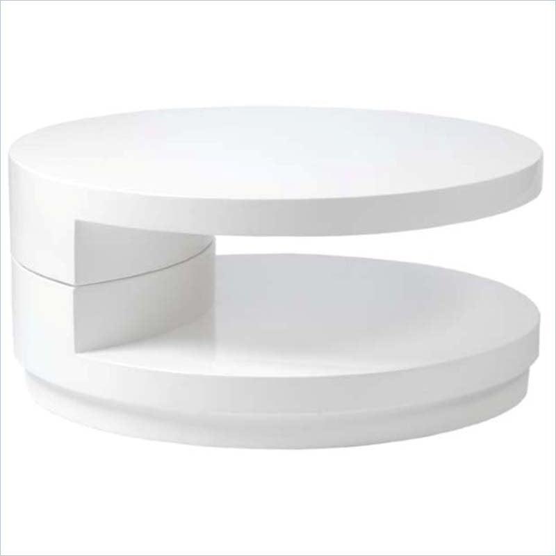 Eurostyle 28062WHT Sybil Round Coffee Table White Lacquer