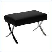 Eurostyle Pietro Ottoman in Black Leather/Chrome