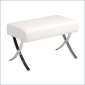 Eurostyle Pietro Ottoman in White Leather/Chrome