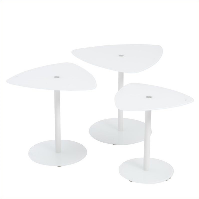 Eurostyle Sarafina 3 Piece Glass Side Tables in Pure White