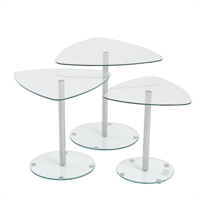 Eurostyle Sarafina 3 Piece Glass Side Tables in Clear