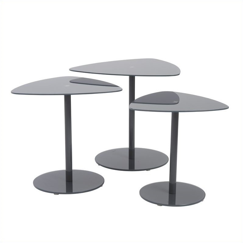 Eurostyle Sarafina 3 Piece Glass Side Tables in Gray