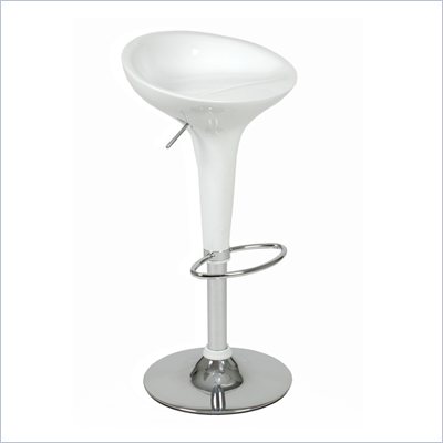 Eurostyle Ashby Adjustable Height Bar or Counter Stool in White/Chrome