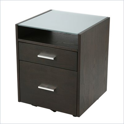 Eurostyle Ballard Glass Top 2 Drawer Lateral Mobile Wood Filing Cabinet in Wenge