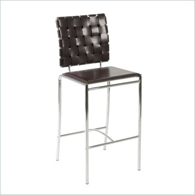 Eurostyle Carlsen Counter Height Stool in Woven Brown Leather