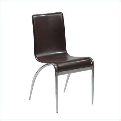 Eurostyle Gloria Leather Dining Side Chair in Brown and Chrome