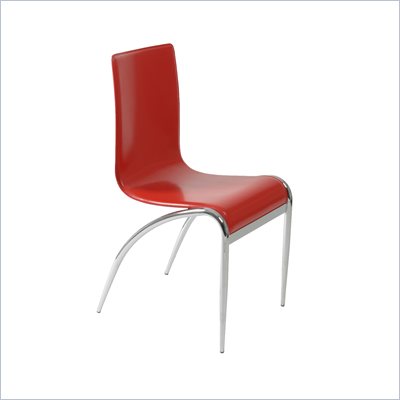 Eurostyle Gloria Leather Dining Side Chair in Red and Chrome