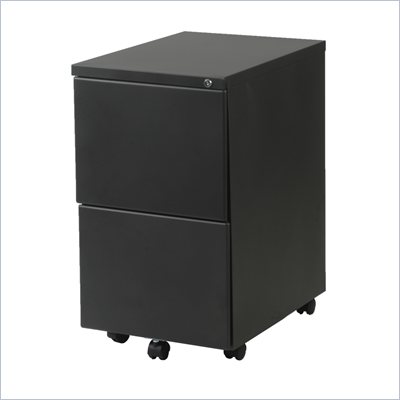 Eurostyle Gordon 2F 2 Drawer Mobile Metal Filing Cabinet in Graphite Black