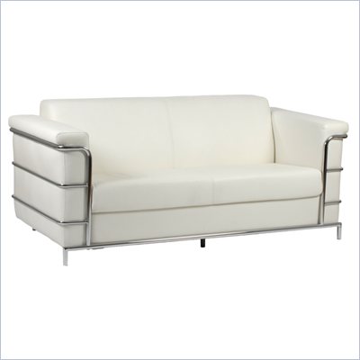Eurostyle Leander III Sofa in White Leather and Chrome
