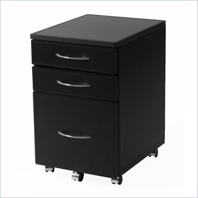 Eurostyle Ledah Leather Hi 3 Drawer Mobile Lateral Wood File Cabinet