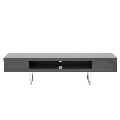 Eurostyle Miranda Media Stand in Gray Lacquer/Chrome