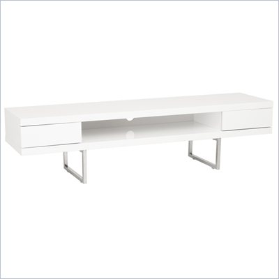 Eurostyle Miranda Media Stand in White Lacquer/Chrome