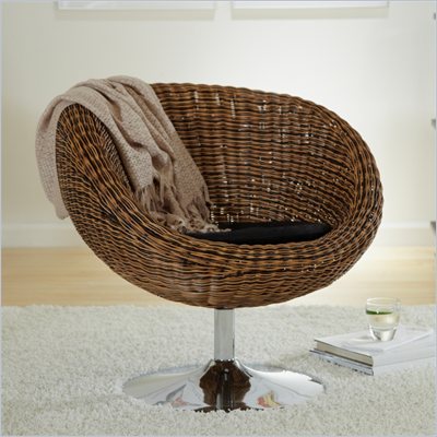 Eurostyle Olivia Brown Rattan Swivel Chair