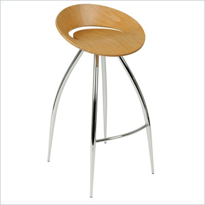 Eurostyle Rufino 30 Inch High Round Swivel Wooden Bar Stool
