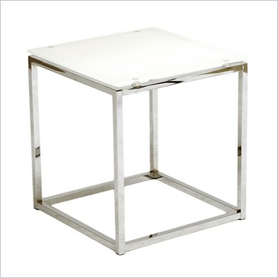 Eurostyle Sandor Side Table in Pure White Glass/Chrome