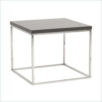 Eurostyle Teresa Side Table in Gray/Chrome