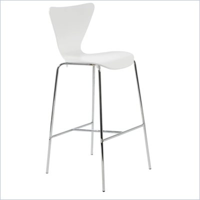 Eurostyle Tessa White Finish Wooden Bar Stool