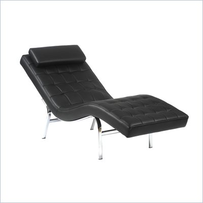 Eurostyle Vela 1 Black Leather Seat & Chrome Frame Lounge Chair