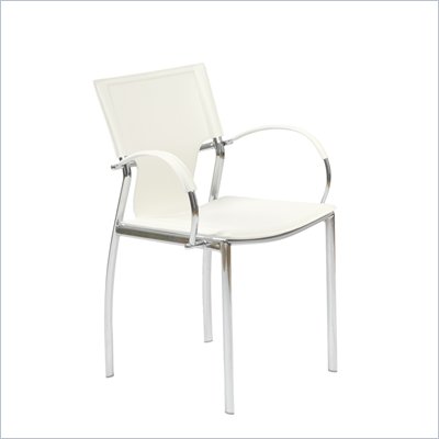 Eurostyle Vinnie Arm Chair in White Leather/Chrome