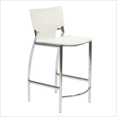 Eurostyle Vinnie-C Counter Chair in White Leather/Chrome