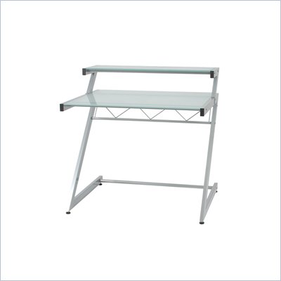 Eurostyle Zaki Deluxe Small Glass Computer Desk with Shelf
