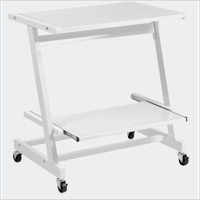 Eurostyle Zeus Computer Cart in White/Pure White Glass