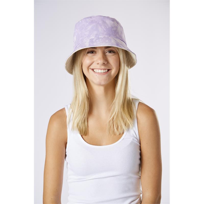 Tickled Pink Cotton Tie Dye Bucket Hat - Purple