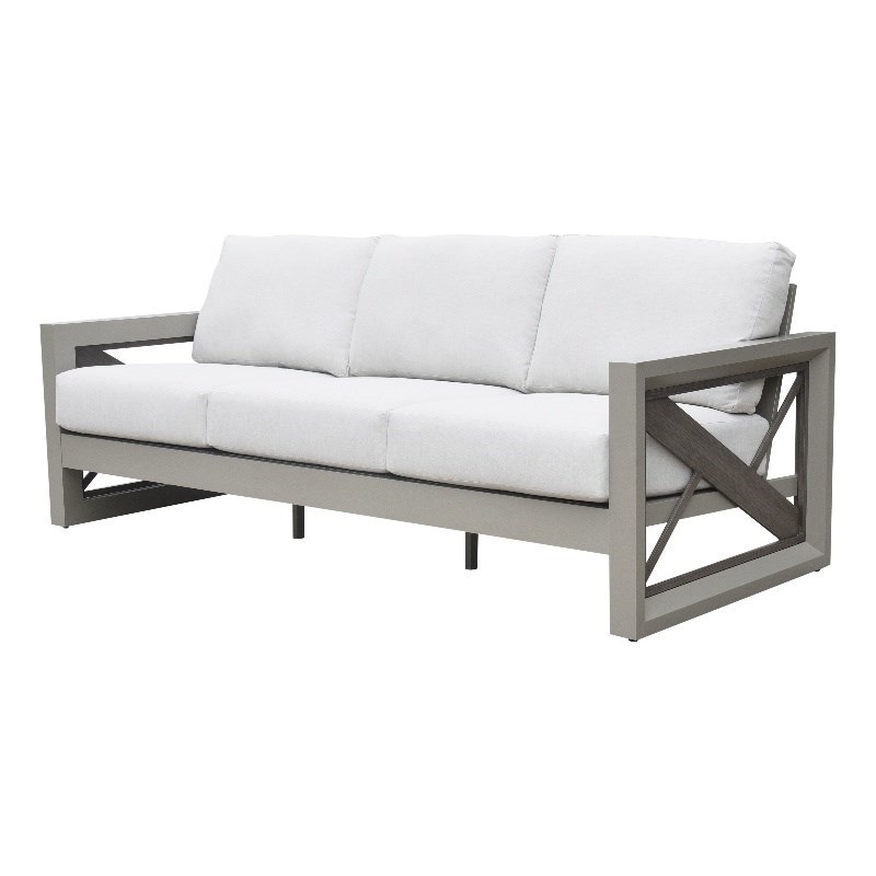 Afuera Living Contemporary Aluminum Patio Sofa in Gray Afuera Living Contemporary Aluminum Patio Sofa in Gray