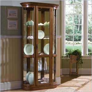 Pulaski Pepper Oak Curved End Curio Cabinet